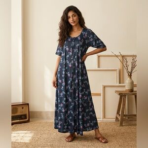 Only Necessities Plus Size Sweeping Printed Lounger Muu Muu House Dress Sz 18/20